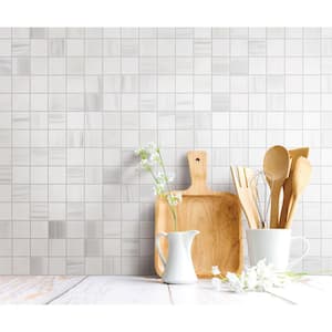 Take Home Sample - Muguet White 4 in. x 4 in. Marble Peel and Stick Mosaic (0.11 sq. ft./Each)