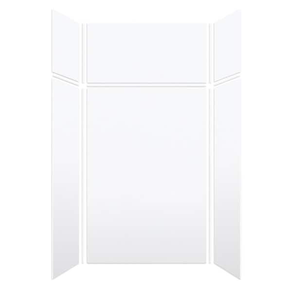 Transolid Saramar 48 in. W x 96 in. H x 36 in. D 6-Piece Glue to Wall Alcove Shower Wall Kit with Extension in. White Velvet