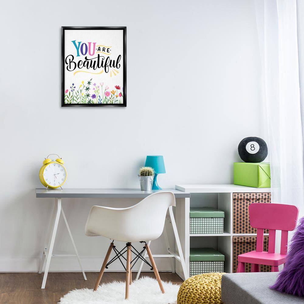 You are Beautiful Encouragement by Kim Allen Black Floater Frame Typography Graphic Art Print 21 in. x 17 in. price history on PriceWatchPro