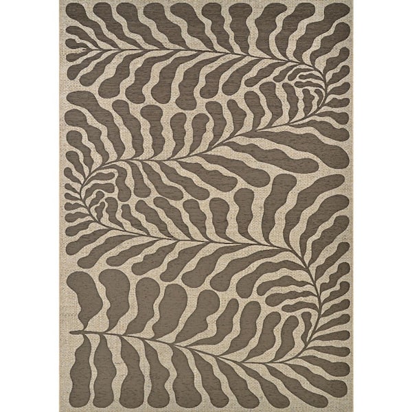 Castille Fiore 10 x 14 Mocha Floral Outdoor Area Rug