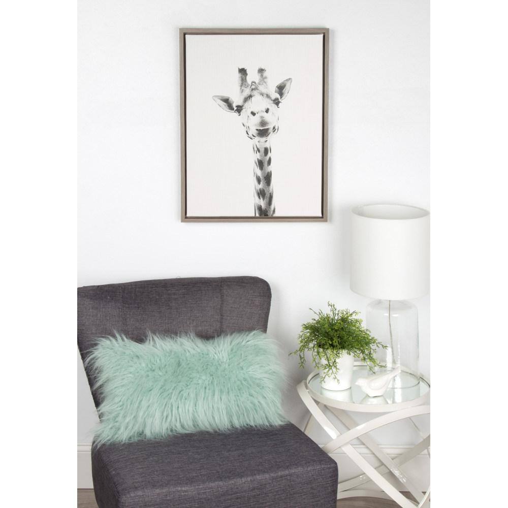 Black and White Giraffe Framed Canvas Art, 26.69" x 21.63"