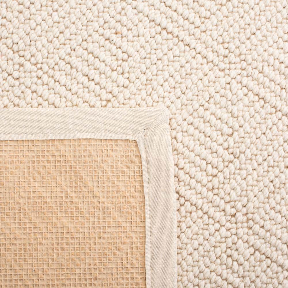 Ivory Flat Woven Wool Area Rug, 8' x 10'