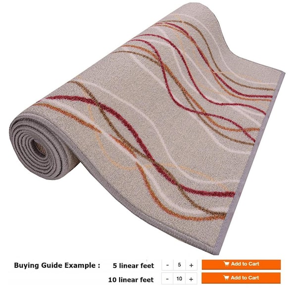 Stripes Abstract Rainbow Cut to Size Multicolor 26 Width x Your Choice Length Custom Size Slip Resistant Runner Rug