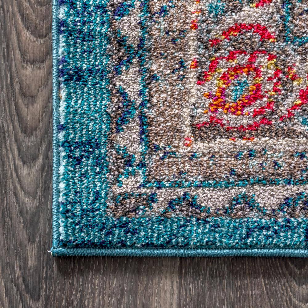 5'x8' Blue Synthetic Medallion Reversible Area Rug