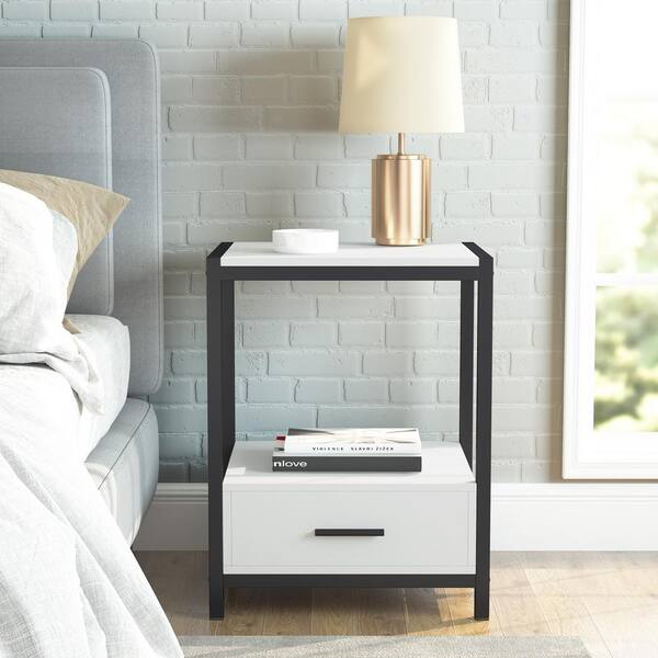 BYBLIGHT Fenley 1-Drawer Gold Nightstand Modern Bedside Table End