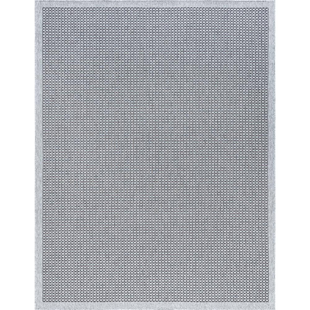 Tayse Rugs Denver Basketweave Light Gray 9 ft. x 12 ft. Indoor/Outdoor ...