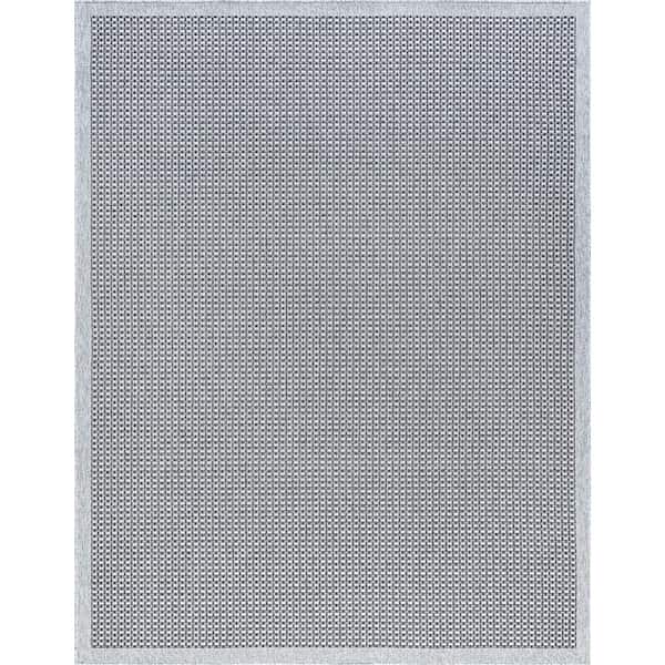 Tayse Rugs Denver Basketweave Light Gray 9 ft. x 12 ft. Indoor/Outdoor Area Rug