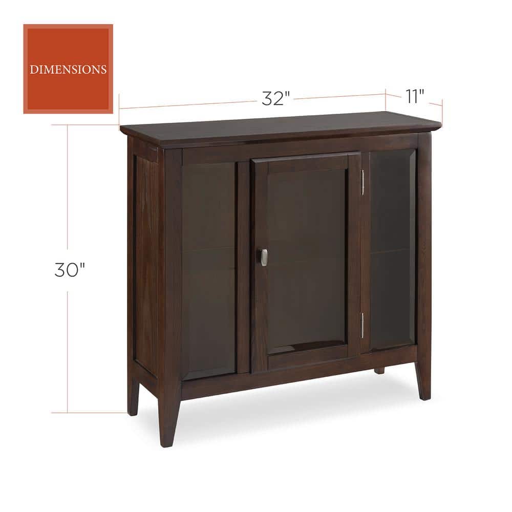 Chocolate Oak Lighted Entryway Curio Cabinet with Glass Shelf