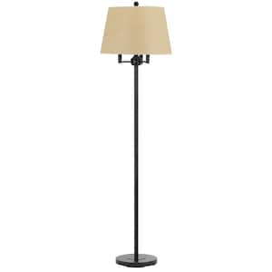 62 in. Bronze 4 Dimmable (Full Range) Standard Floor Lamp for Living Room with Cotton Empire Shade