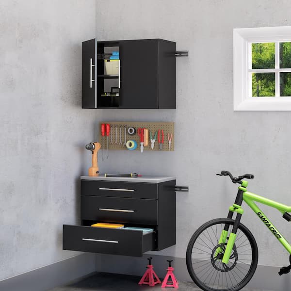HangUps 24 in. W x 30 in. H x 12 in. D Upper Storage Cabinet in Black (1-Piece)