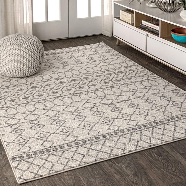 JONATHAN Y Izil Moroccan Beni Souk Cream/Gray 5 ft. x 8 ft. Area Rug