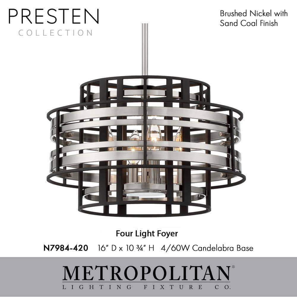 Brushed Nickel and Sand Coal 4-Light Mini Pendant