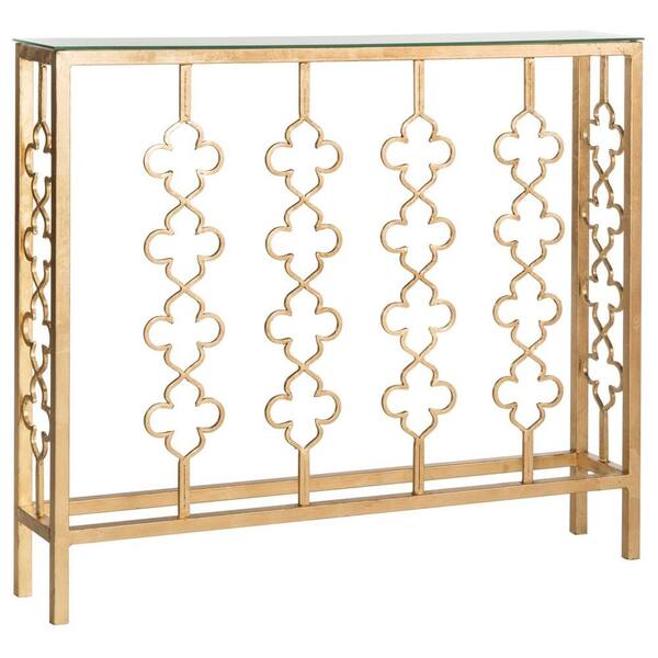 SAFAVIEH Carolina 8 in. Gold/Glass Console Table FOX2575A - The