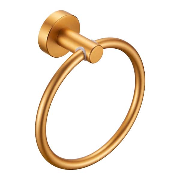 Flynama Thicken Space Aluminum Wall Mounted Towel Ring in Gold