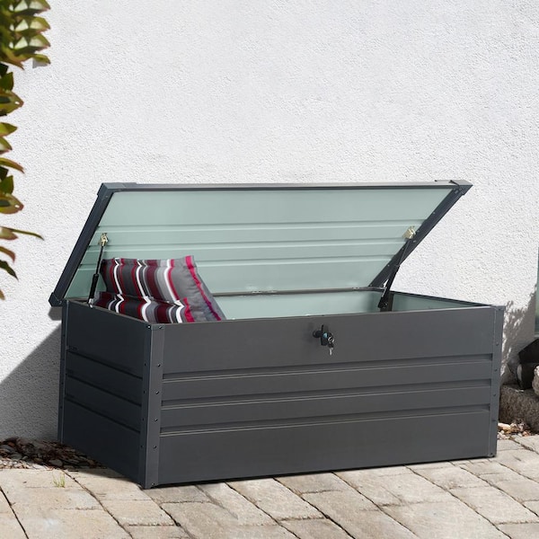 260 Gal. Metal Outdoor Waterproof Deck Box Patio Storage Box with Lockable Lids