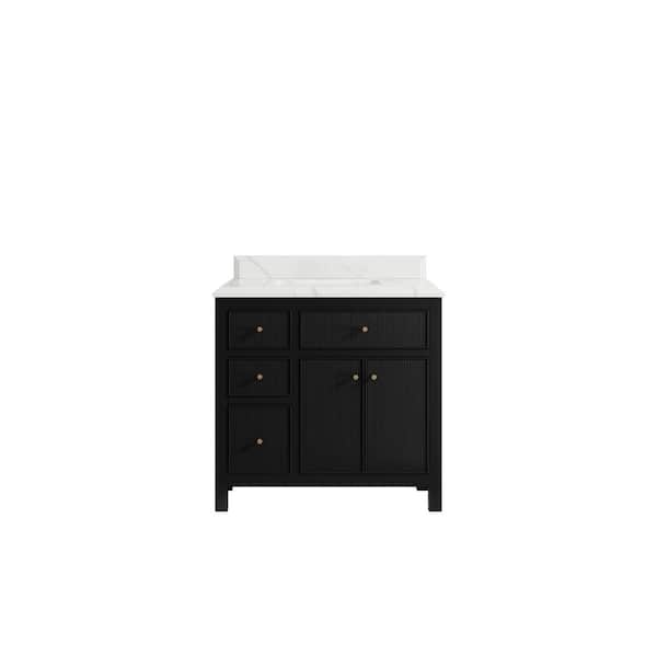 Willow Collections Sonoma 36 in. W x 22 in. D x 36 in. H Single Sink Bath Vanity Center in Black with Cove Edge Calacatta Quartz Top