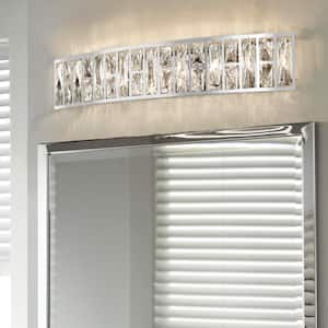 Kristella 29.5 in. 7-Light Chrome Vanity Light with Clear Crystal Shade