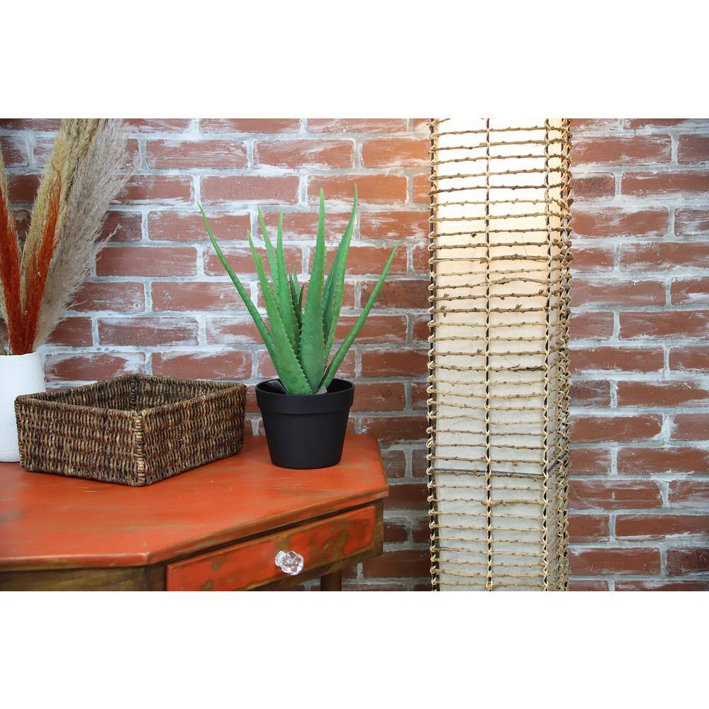 19" Green Artificial Aloe Vera Plant in Black Pot