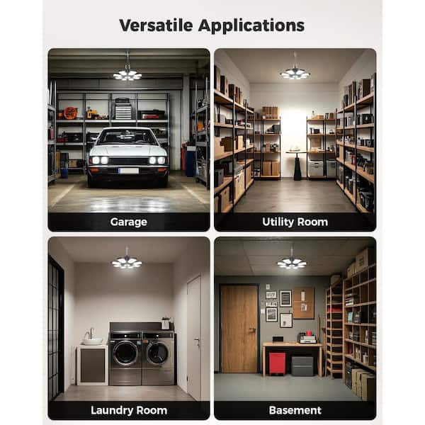 25000LM LED Garage Light, 6500K Hanging Shop Light, Linkable with Built-in Outlet, 9.84ft Power Cord, for Workshop