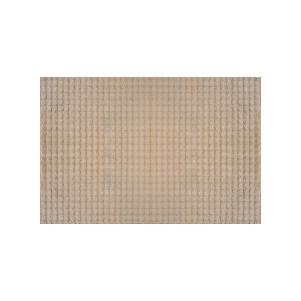 Sequoia 2 ft. x 3 ft. Beige Non-Slip Rubber Back Washable Polyester Checker Indoor Outdoor DoorMat