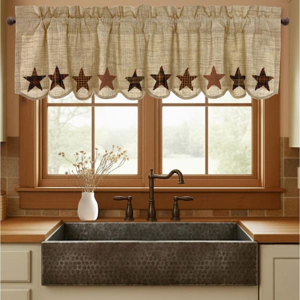 Abilene Star 60 in. W x 16 in. L Cotton Valance in Tan Burgundy Dark Brown