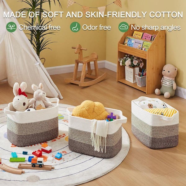 Dark Brown 13 in. x 8.7 in. Cotton Rope Storage Basket for