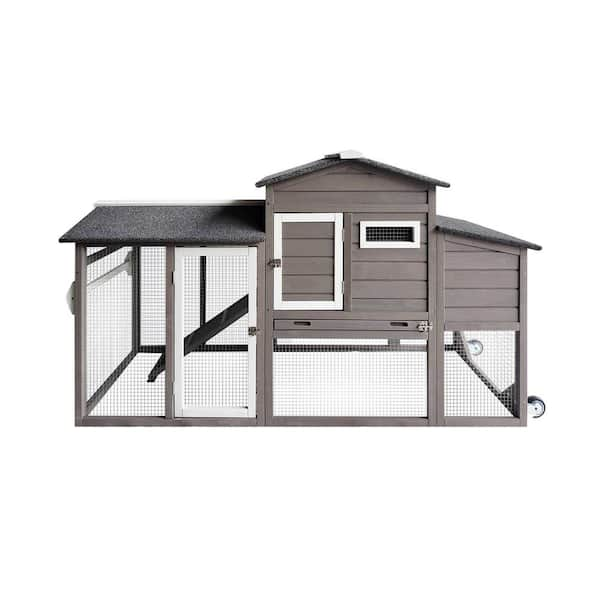 Foobrues Mobile Wooden Hen House With Wheels Tractor Chicken Coop Mjx 