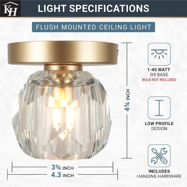 Kenroy Home Cheateau 4.3 in. 1-Light Brushed Gold Flush