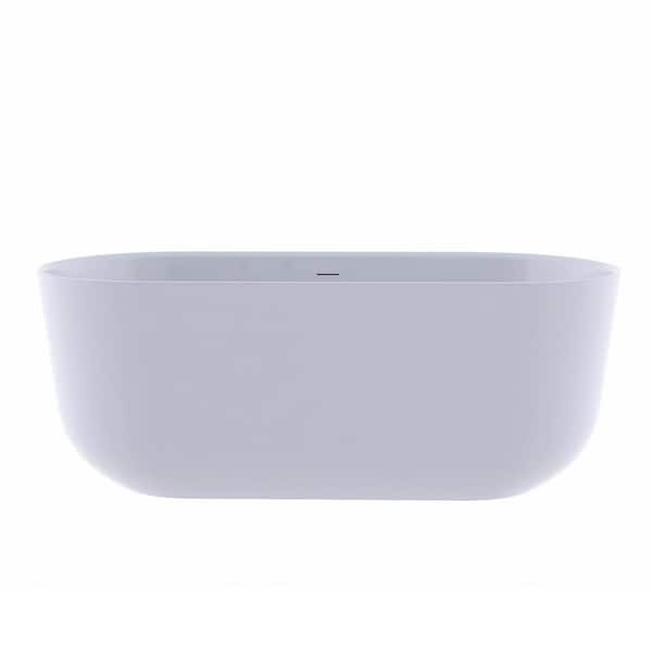 67 in. x 30 in. Acrylic Freestanding Flatbottom Soaking Bathtub in White
