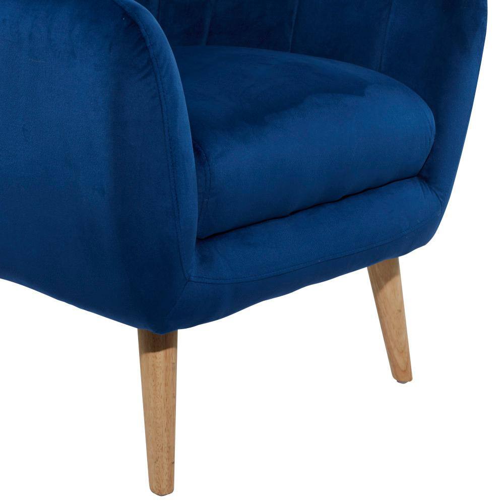Elegant Blue Velvet 27" Wood Frame Accent Chair
