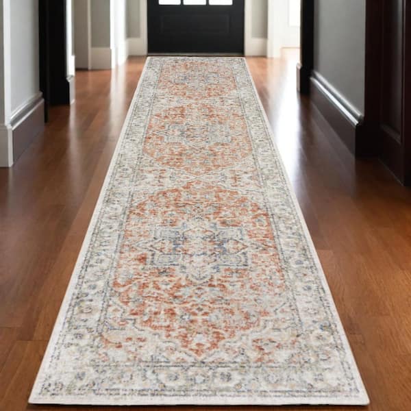2 ft. x 10 ft. Gold Oriental Washable Area Rug Runner Rug