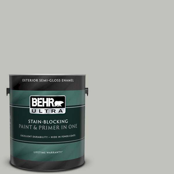 BEHR ULTRA 1 gal. #UL210-8 Silver Sage Semi-Gloss Enamel Exterior Paint and Primer in One