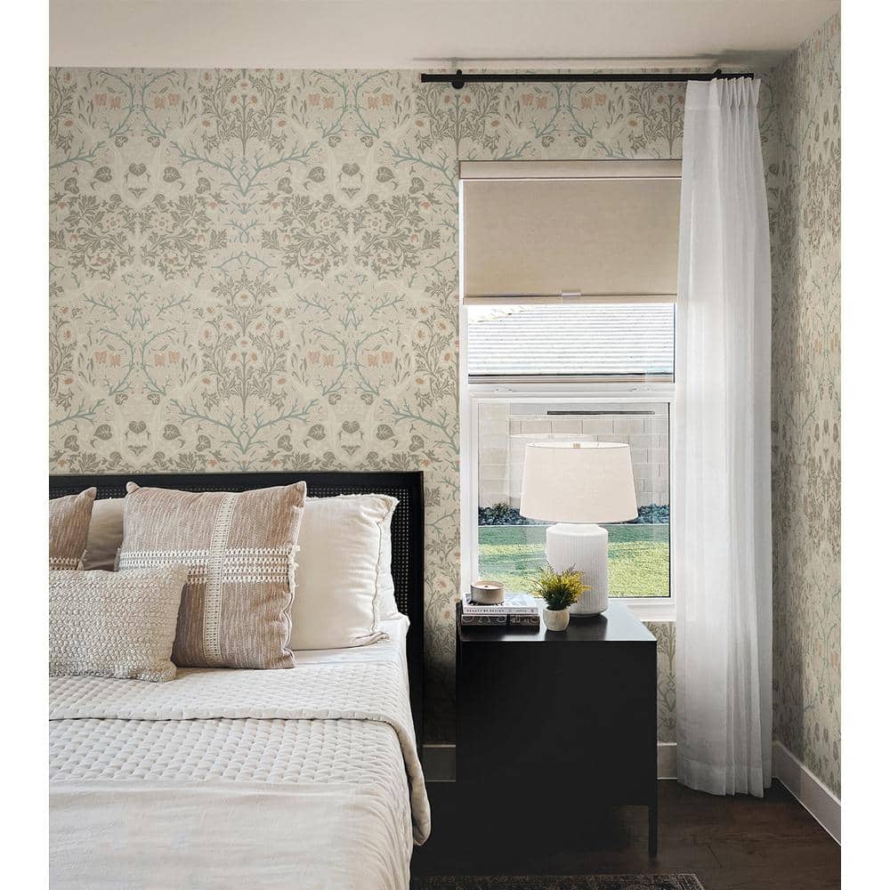 Lunar Rock & Clay Floral Damask Peel and Stick Wallpaper