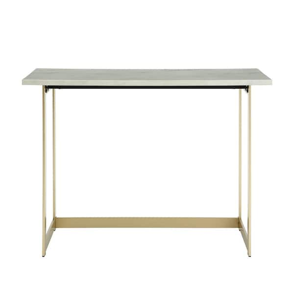 Sleek Marble Top White Computer Desk