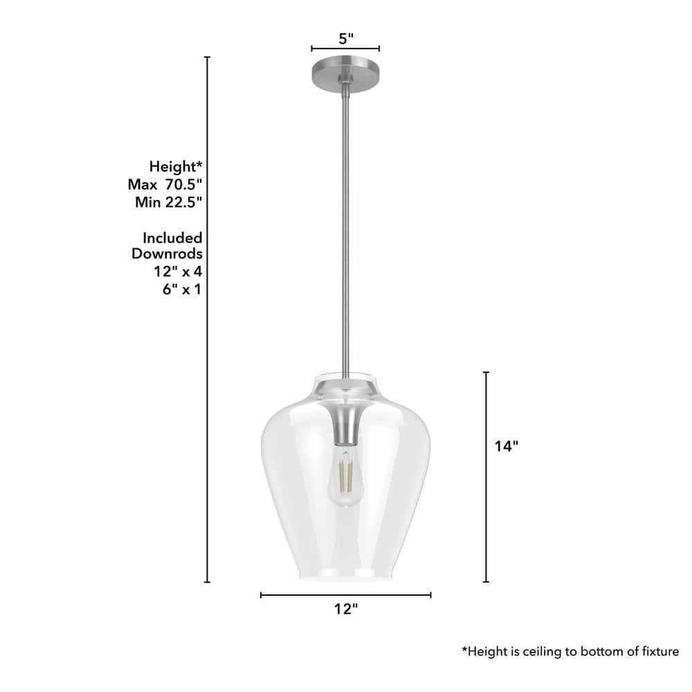 Vidria Minimalist 12" Brushed Nickel LED Pendant Light