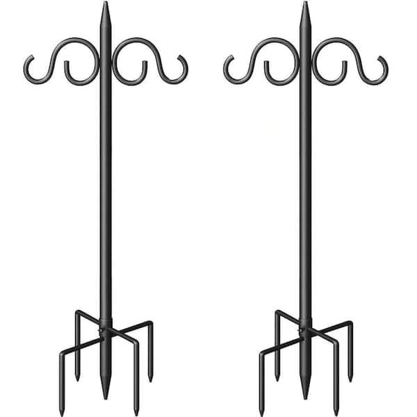 76 in. Heavy Duty Metal Double Shepherds Hooks for Outdoor Adjustable Shepherds Hook