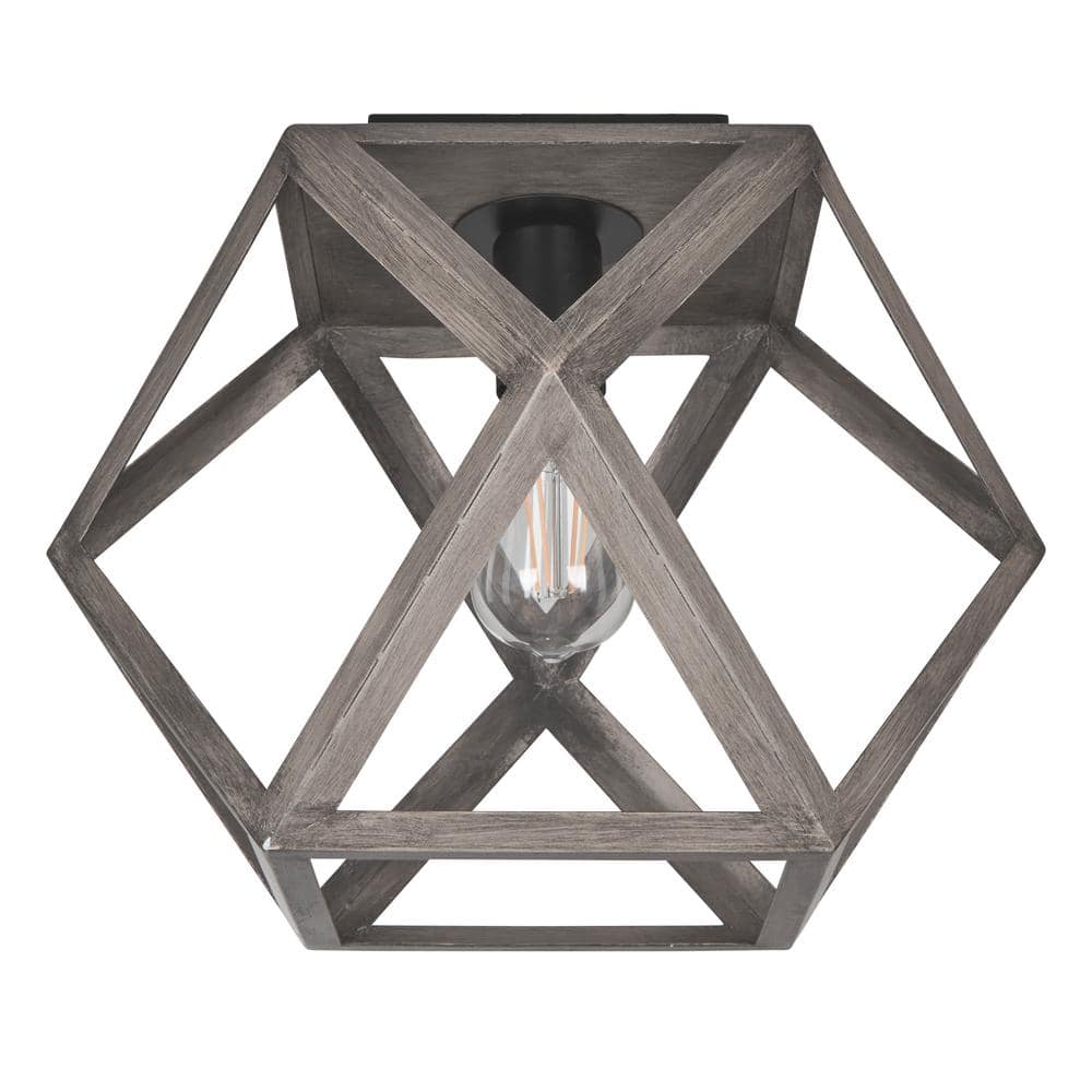 STANFORD LIGHTING Jesi 1 Light Farmhouse Wood Finish Flush Mount