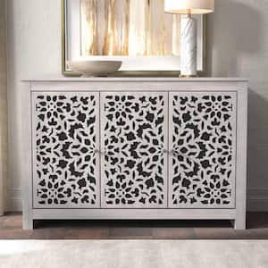 Culbreath Dusty Gray Oak and Gray Stone Wood 44.3 in. 3-Door Sideboard with Adjustable Shelves