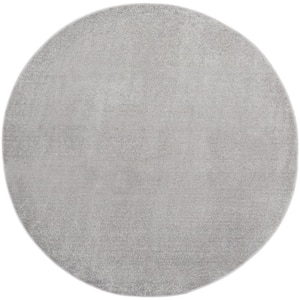 Essentials 6 ft. x 6 ft. Silver Gray Round Solid Contemporary Indoor/Outdoor Patio Area Rug
