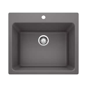 Liven 25 in. x 22 in. x 12 in. Granite Undermount Laundry Sink in Cinder