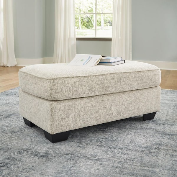 Signature DESIGN BY ASHLEY Valerano White Polyester Rectangle Accent Ottoman
