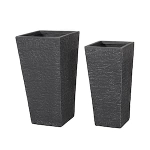 Hildreth 30 in. and 26.5 in. Tall Gray Lightweight Concrete Outdoor Planter Set