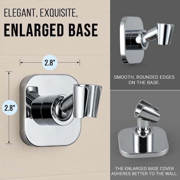 1-Piece Adjustable Handheld Shower Head Holder with Adhesive Mount and Hardware in Chrome for Bathroom Shower
