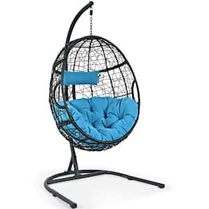3.5 ft. Free Standing Hammock Chair with Stand with Cushion Blue