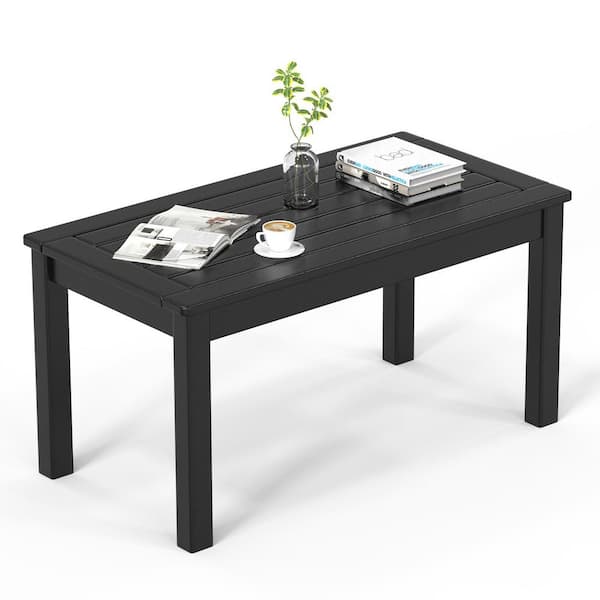 Black Plastic Outdoor Coffee Table, HDPE Patio Coffee Table