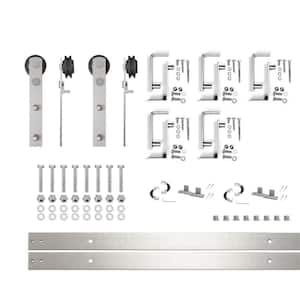 6 ft./72 in. Brushed Nickel Double Track Bypass U-Shape Sliding Barn Door Hardware Kit - Straight Design Roller