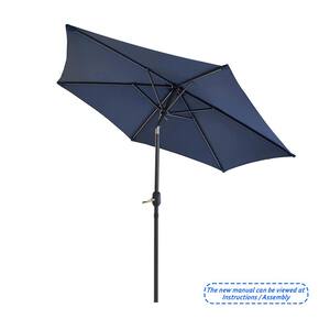 7.5 ft. Outdoor Patio Umbrella with Button Tilt in Blue