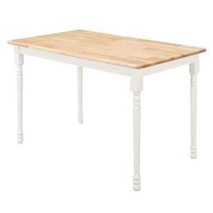 29.5 in. White and Brown Wood Top 4 Legs Dining Table (Seat of 4)