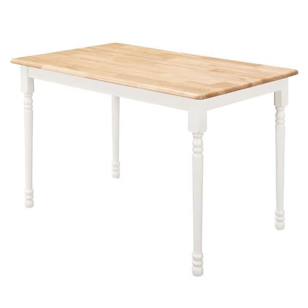 Benjara 29.5 in. White and Brown Wood Top 4 Legs Dining Table (Seat of 4)