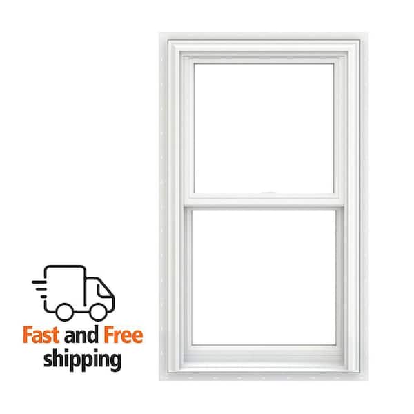 V-2500 Series 25.5 in. x 36 in. Double Pane Double Hung Vinyl Low-E White Nail Fin Frame New Construction Window